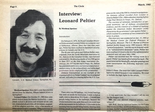 Leonard Peltier, March 1985